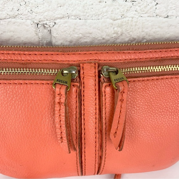 Fossil Erin Small Zip Top Watermelon Pink Crossbody Purse - Picture 6 of 14